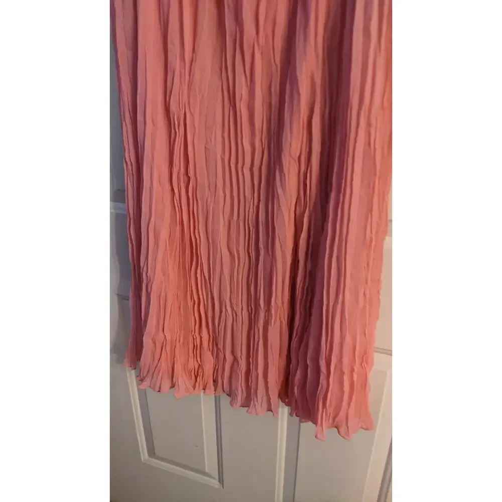 Chiffon Pink Coral Midi Skirt with Liner, Size 16 - Picture 5 of 9